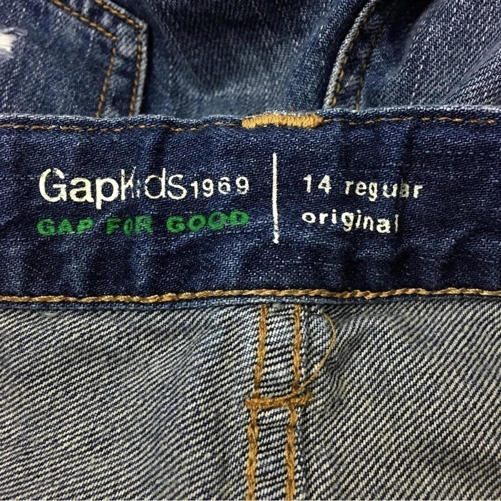 GAP Kids Jeans Original Straight Leg Distressed 100% Cotton Denim 14 Regular